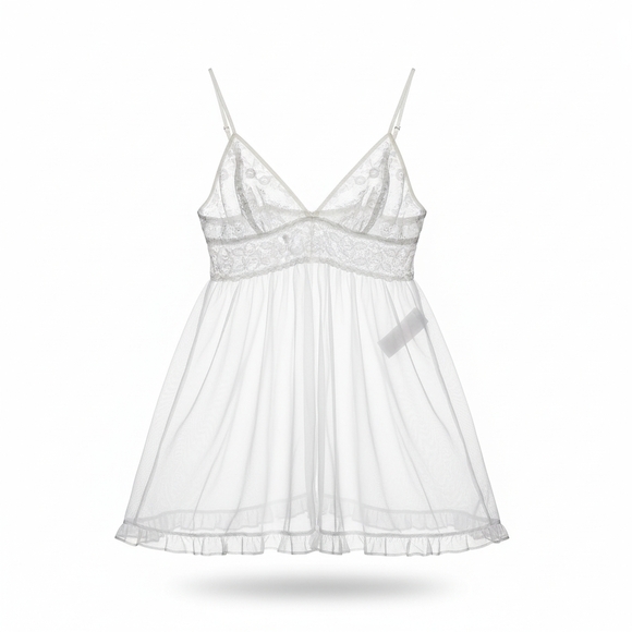 Betsey Johnson White Lace Chemise - Picture 2 of 8